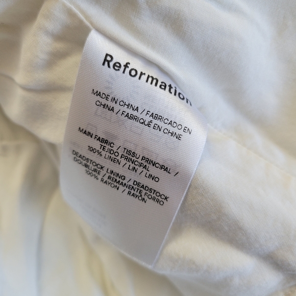 Reformation Tagliatelle Midi Dress Women's 10 Linen Smocked Floral White - Picture 10 of 15